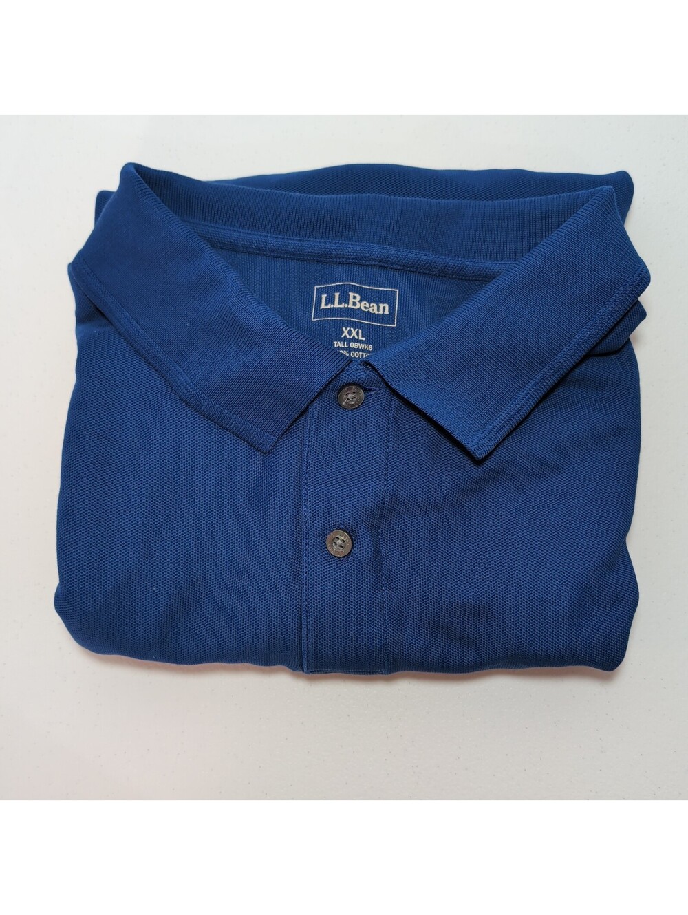 LL Bean XXL Tall Bright Blue Polo Shirt 100% Cotton Traditional Fit 2XL Tall
